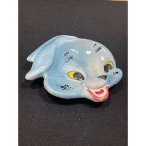 Vintage Italy Bunny Rabbit Wall Plaque Blue Kisch